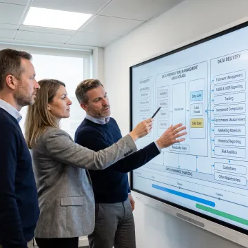 Consultants planning financial workflow automation