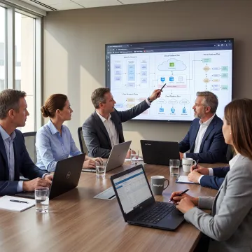 Consultants reviewing an enterprise technology architecture