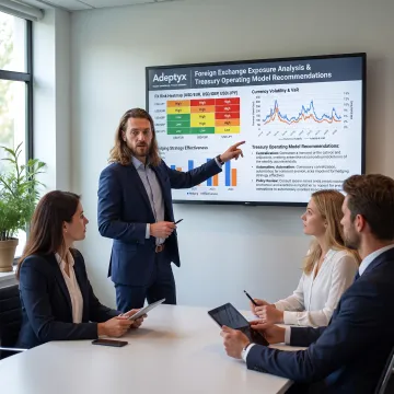 Treasury consultant discussing FX risk strategy
