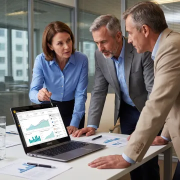 Financial professionals reviewing Power BI analytics