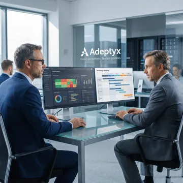 Financial consultants reviewing investment strategy
