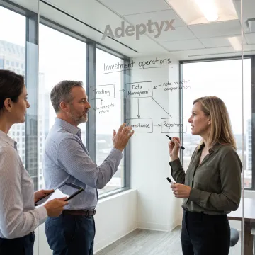 Consultants mapping an investment operations process