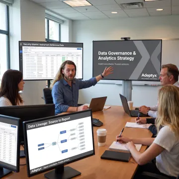 Consultant presenting financial data strategy