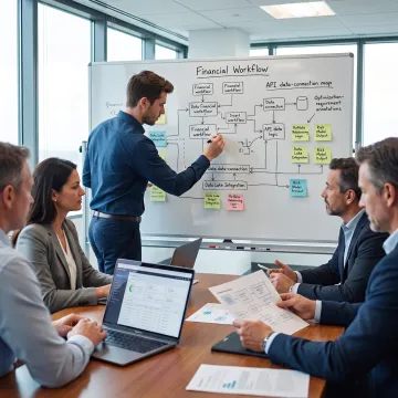 Consultants mapping a portfolio management workflow