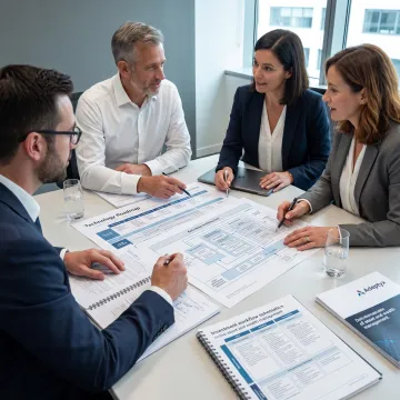 Consulting team planning a financial technology transformation