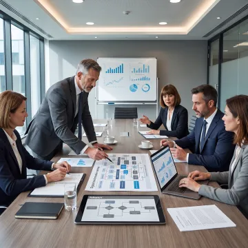 Financial services consultants reviewing a business transition plan