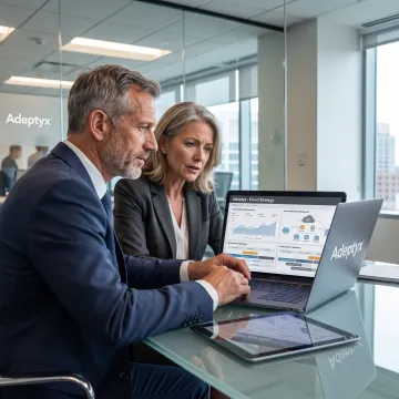 Financial technology consultants reviewing a modernization strategy