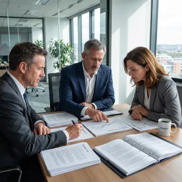Financial consultants reviewing a strategic plan