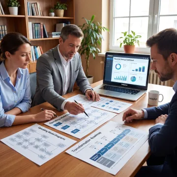 Consultants planning a financial transformation roadmap