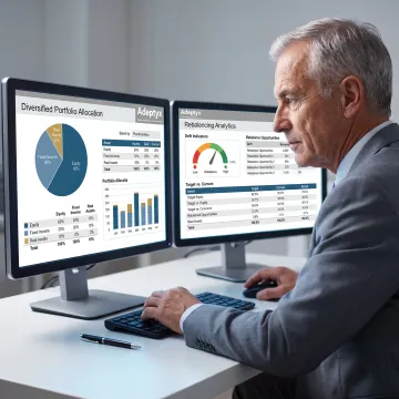Investment professional reviewing portfolio rebalancing analytics