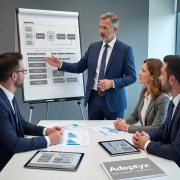 Consultant mapping a financial data architecture