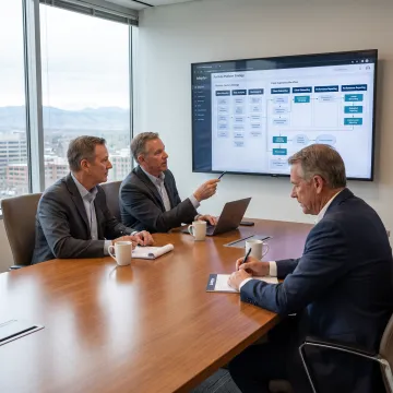 Consultants reviewing wealth management strategy