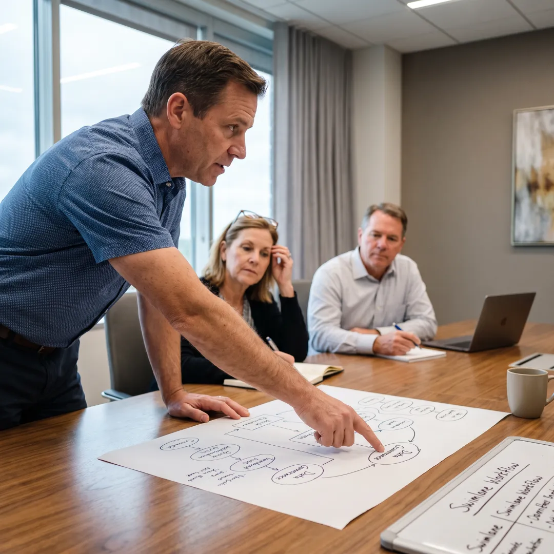Consultant planning a financial data strategy