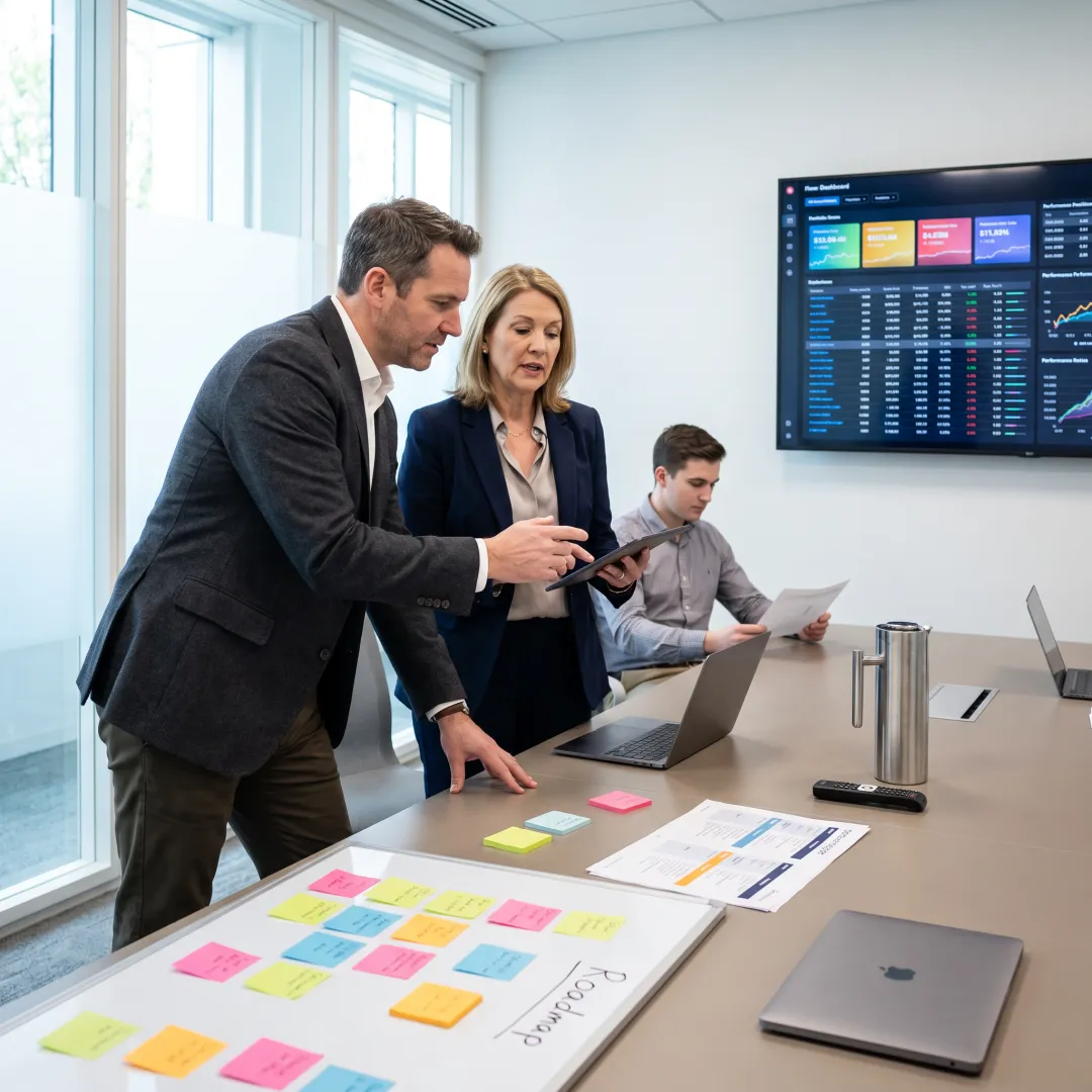 Consultants mapping a financial services digital roadmap