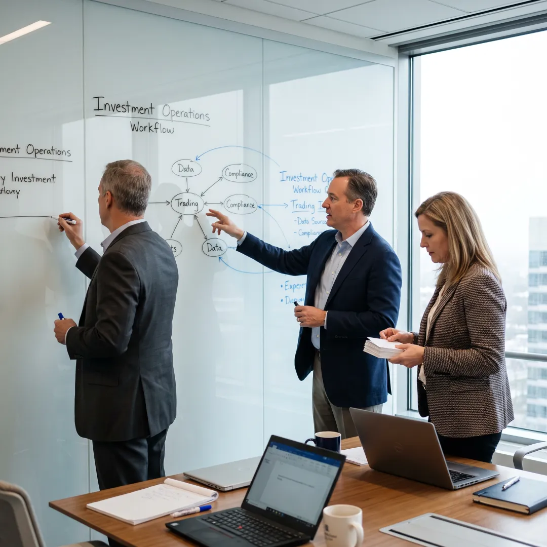 Consultants mapping an investment operations process