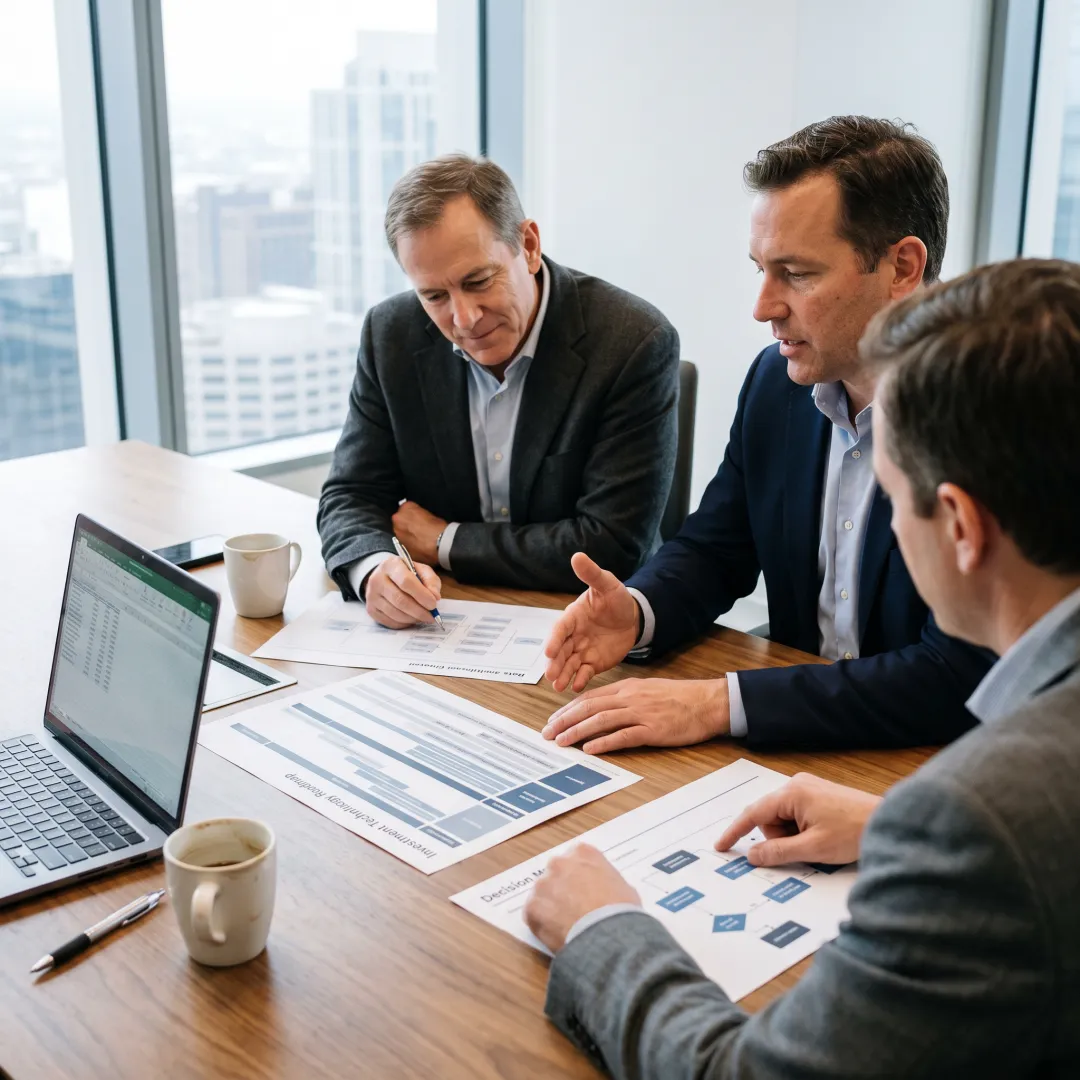 Consulting team planning a financial technology transformation