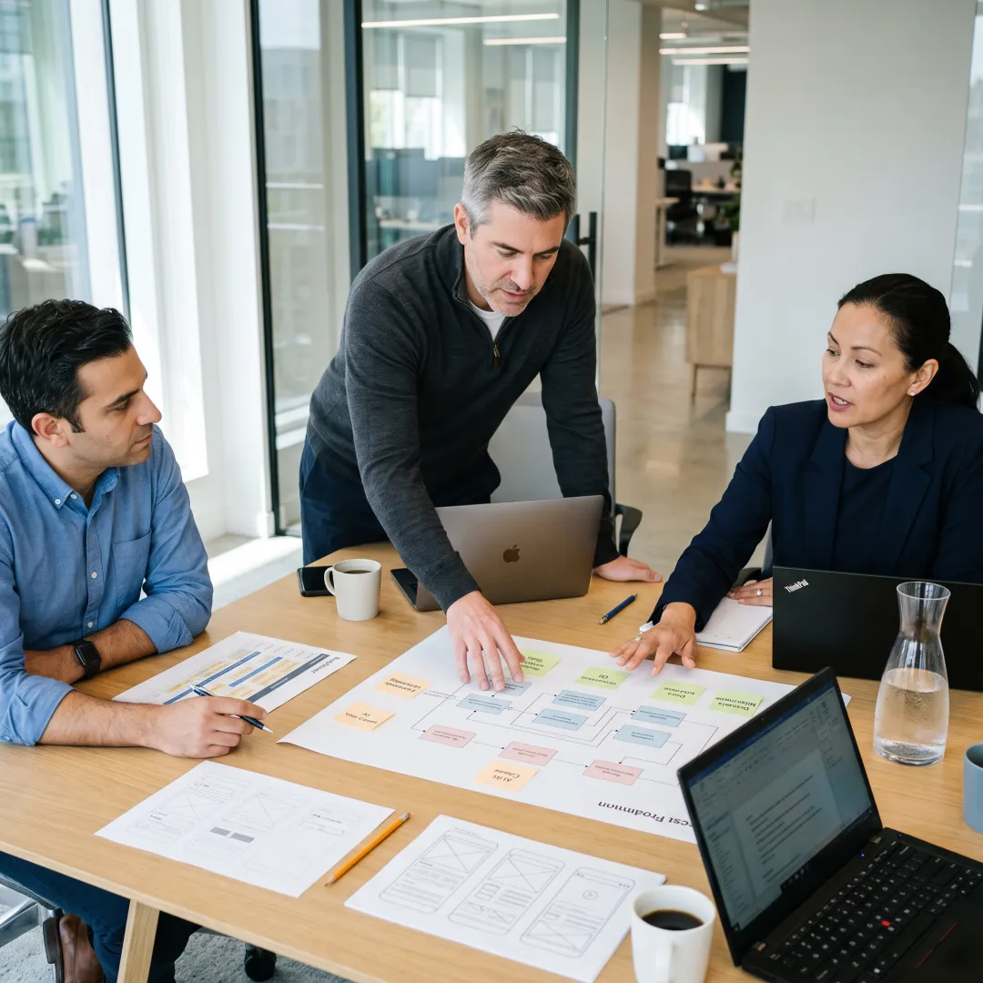 Consultants planning an AI transformation roadmap