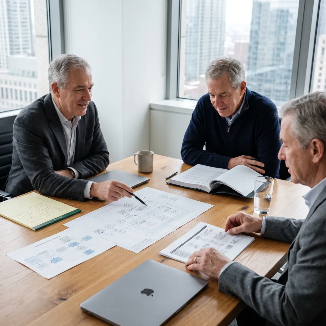 Consultants mapping a transaction integration roadmap