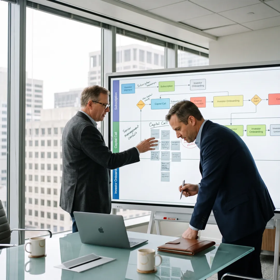 Consultants mapping a private markets operating model