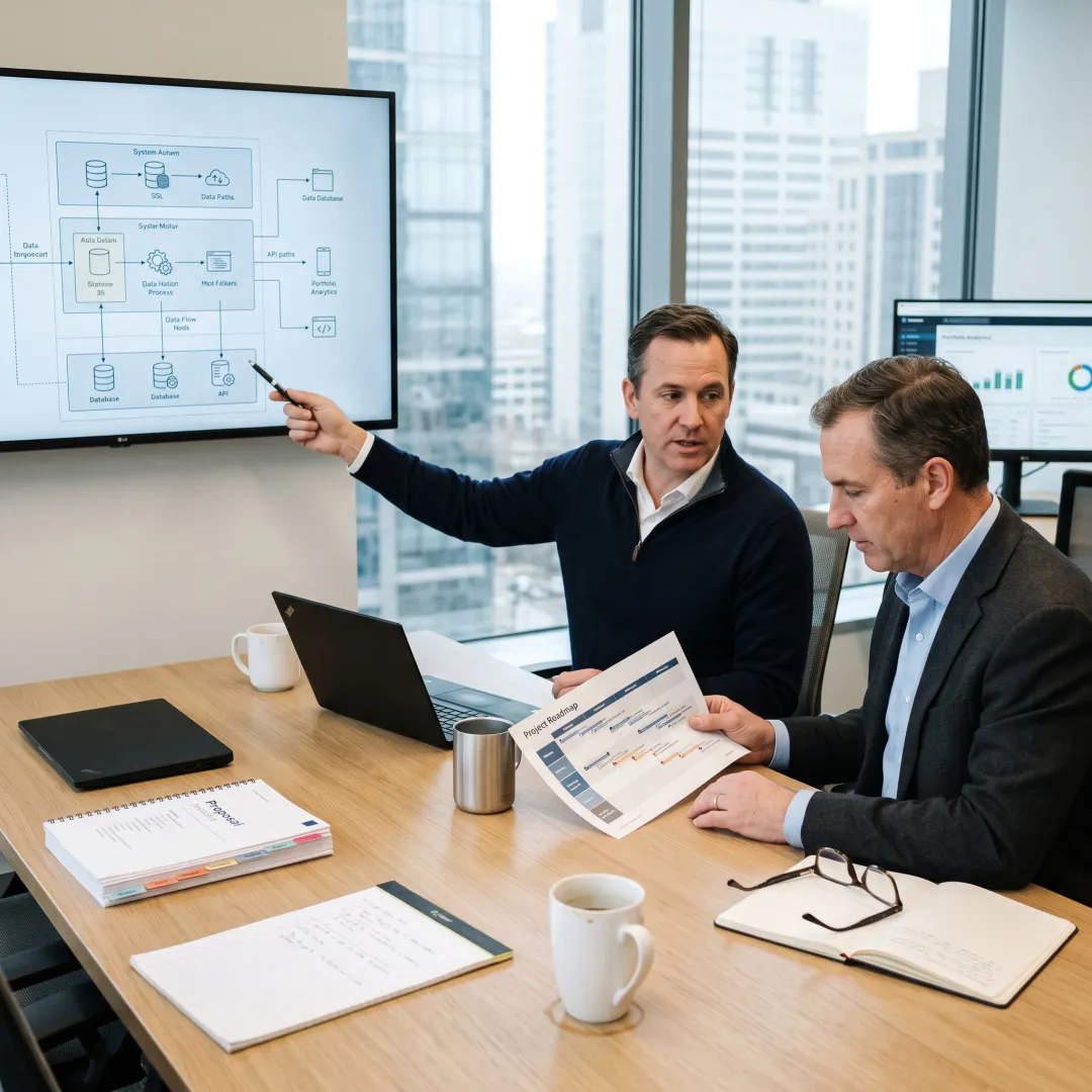 Consultants planning a financial technology transformation