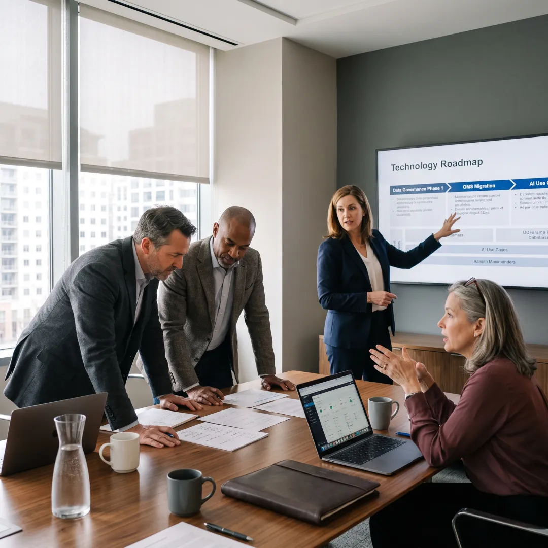Consultants planning an AI strategy for investment operations