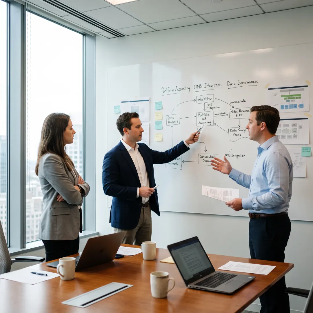 Financial services team planning systems integration