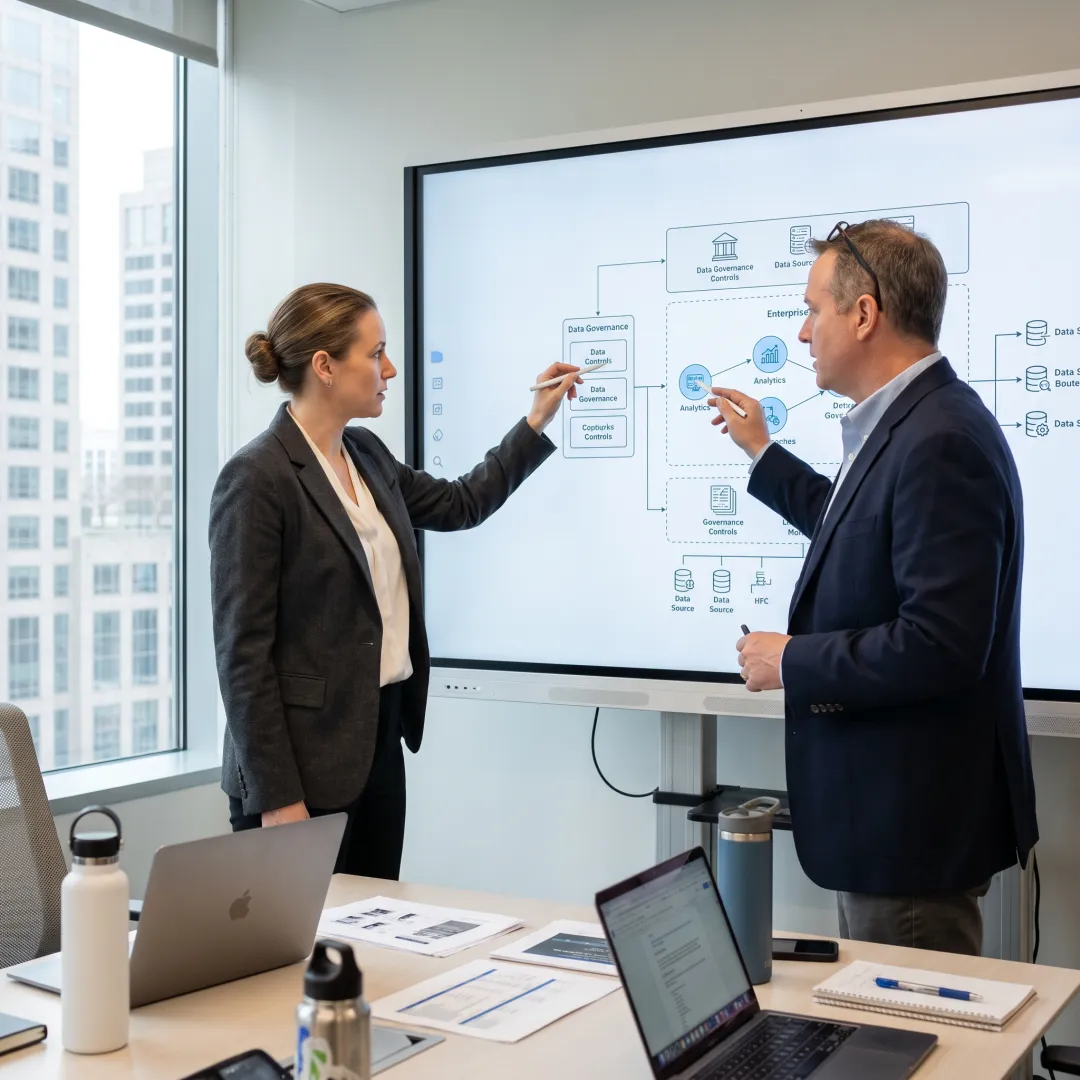 Consultants planning a financial data strategy
