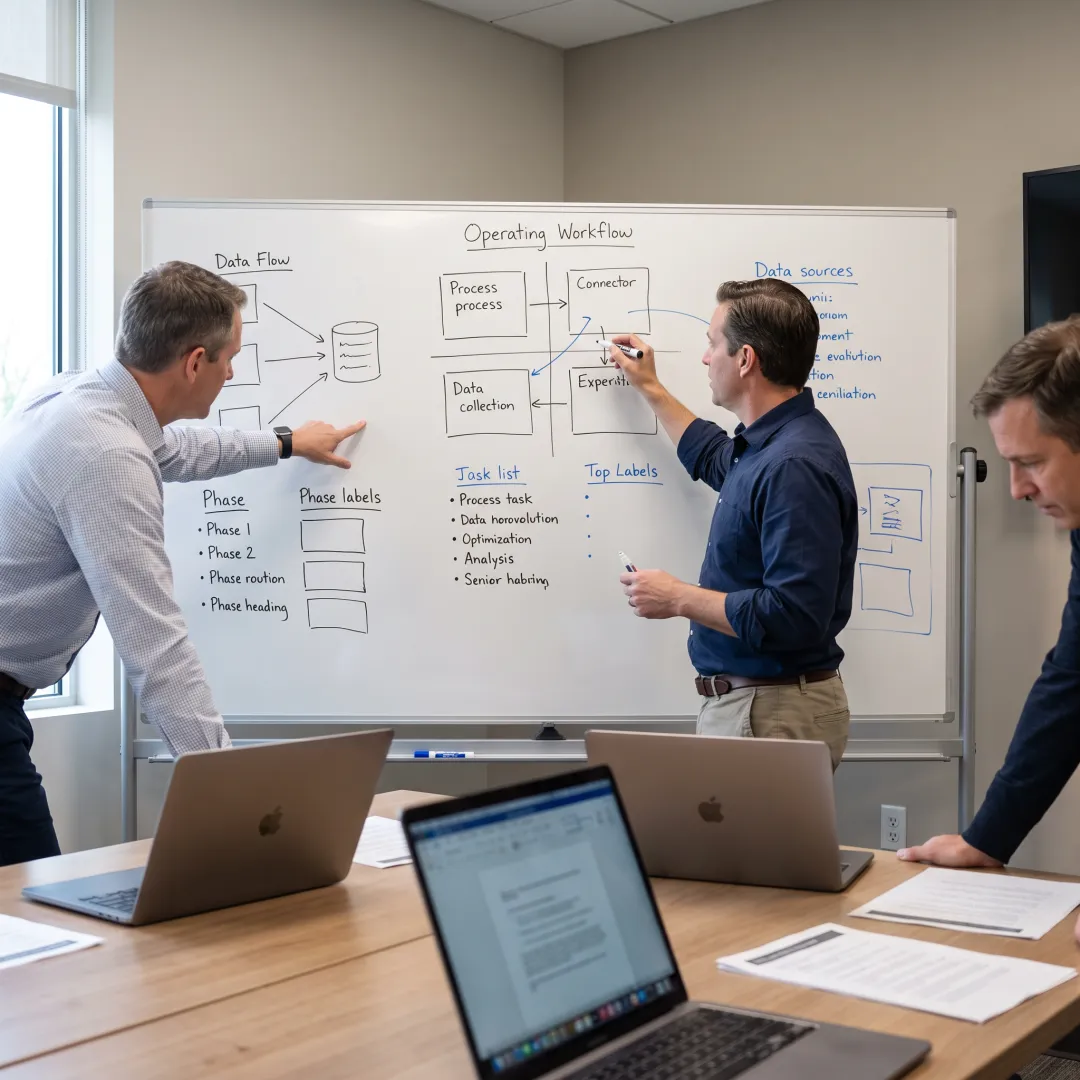 Consultant leading a financial workflow planning session