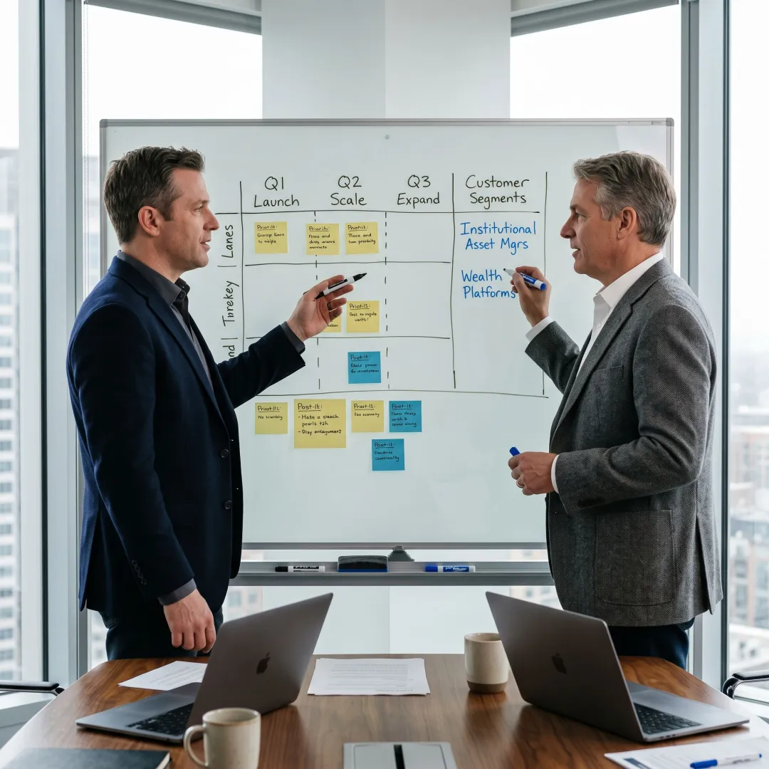 Consultants mapping a go-to-market strategy