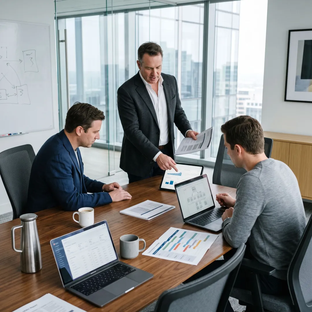 Consultants planning financial technology transformation