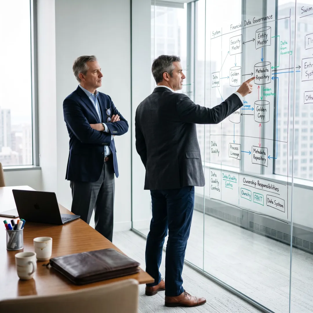 Consultants mapping an enterprise data governance framework