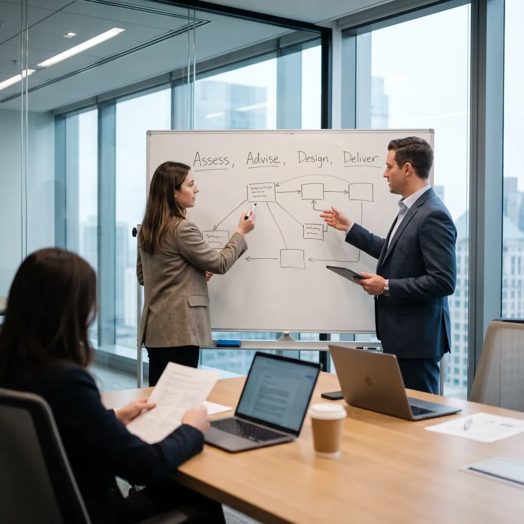 Consultants planning a financial technology transformation