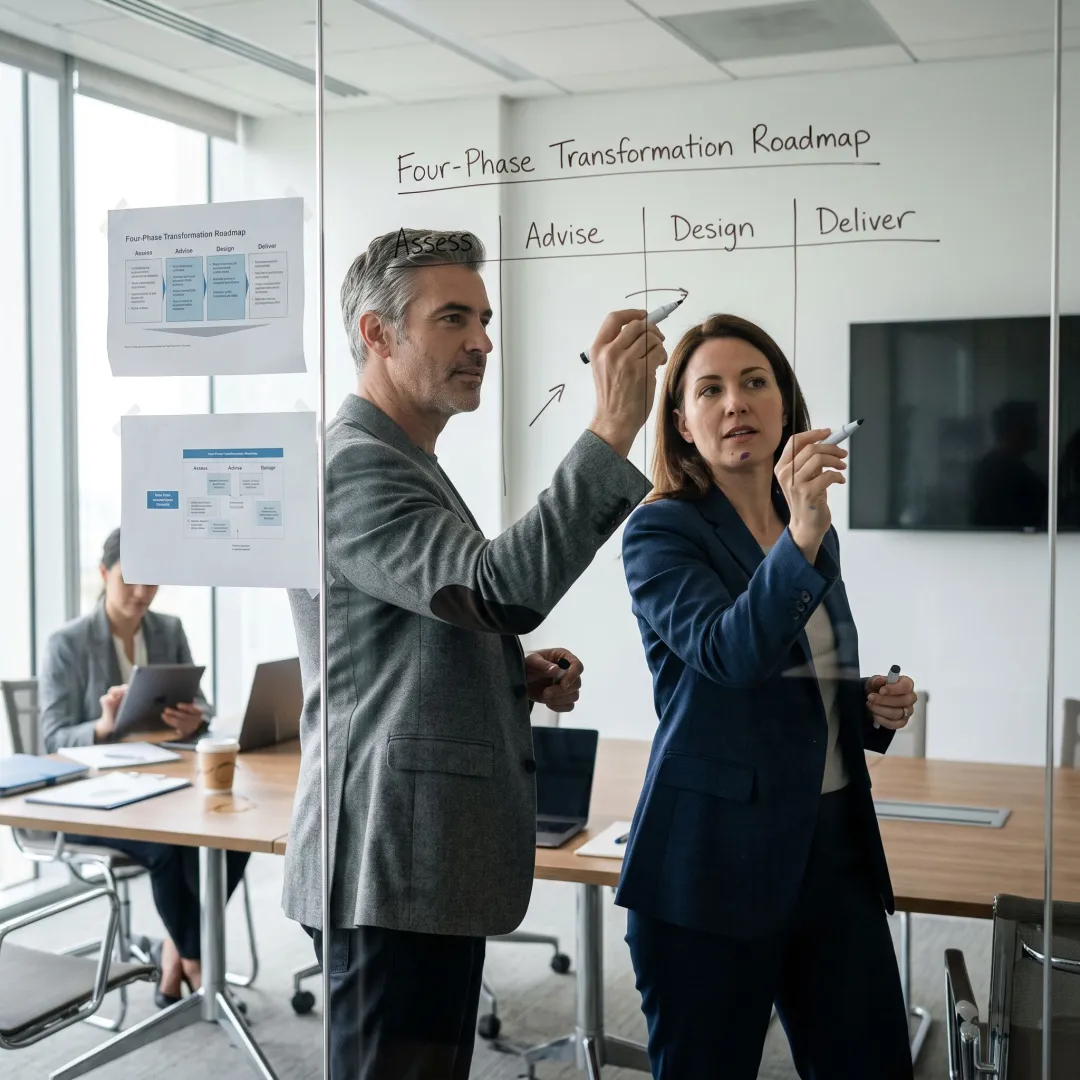 Consultants planning a financial technology transformation
