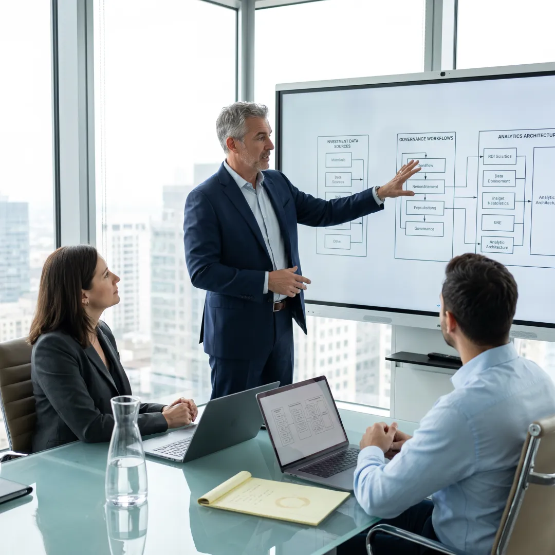 Consultant designing financial data architecture