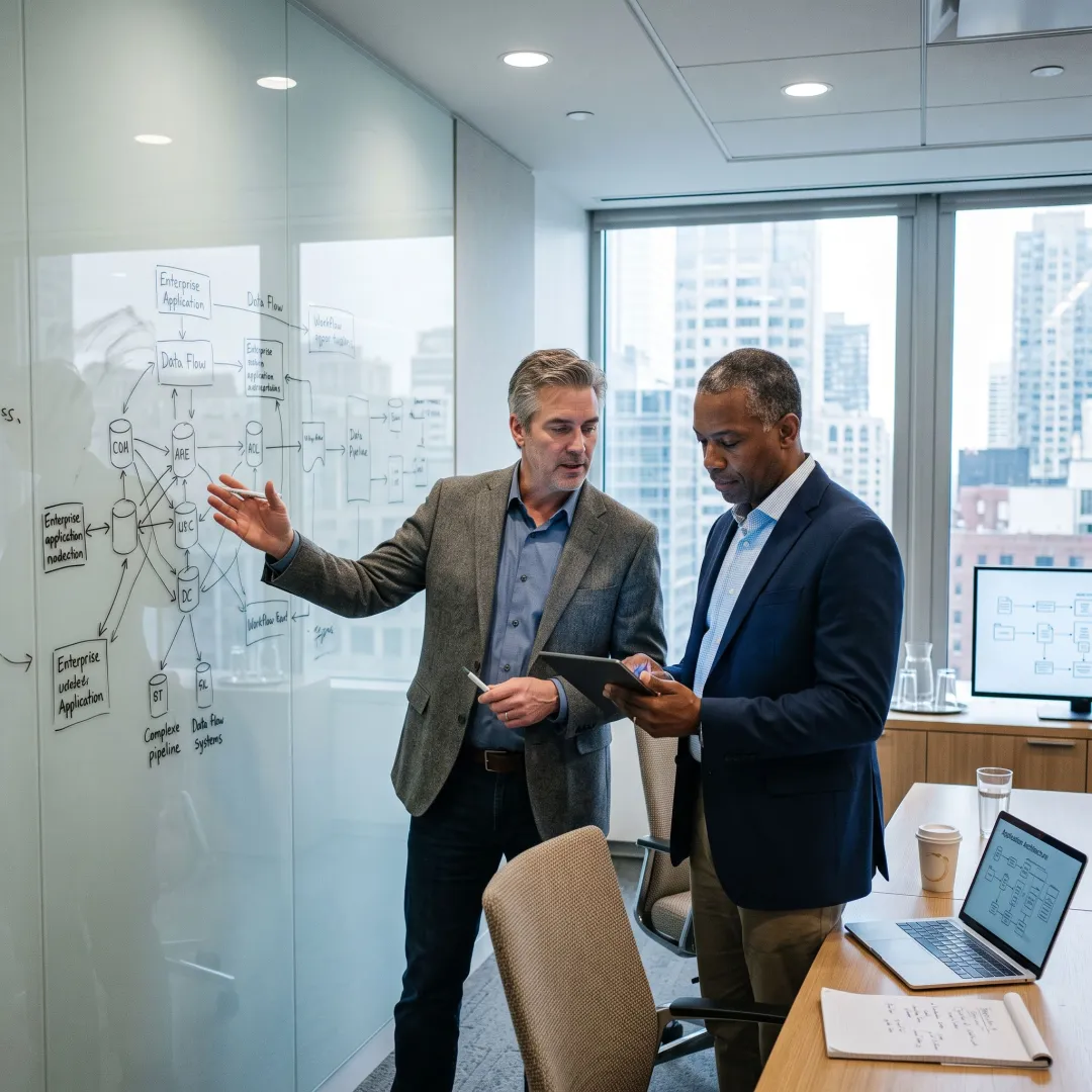 Consultants mapping financial enterprise application architecture