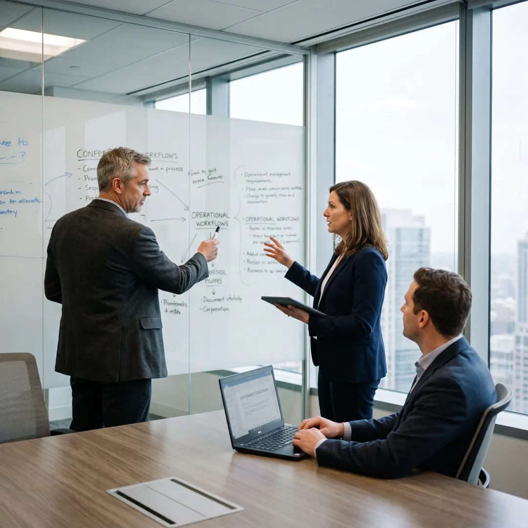 Consultants mapping a target operating model