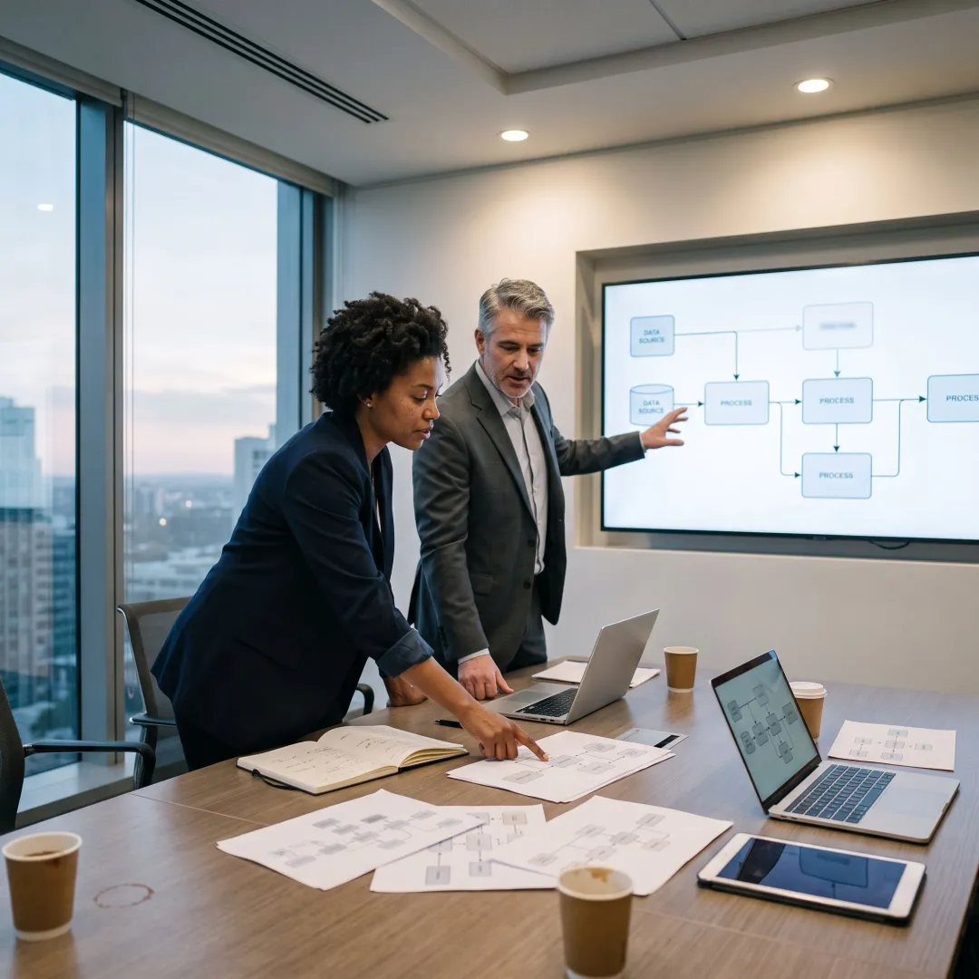 Consultants planning financial systems integration