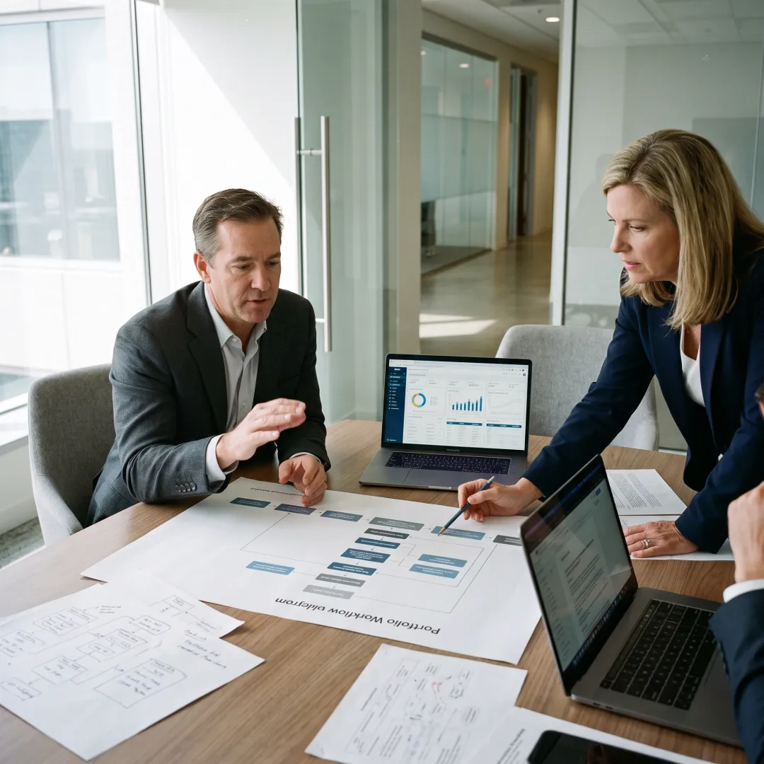 Consultants planning an investment operations transformation
