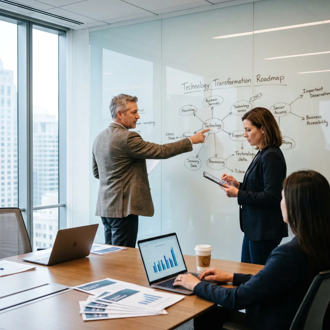 Consultants planning a financial technology transformation