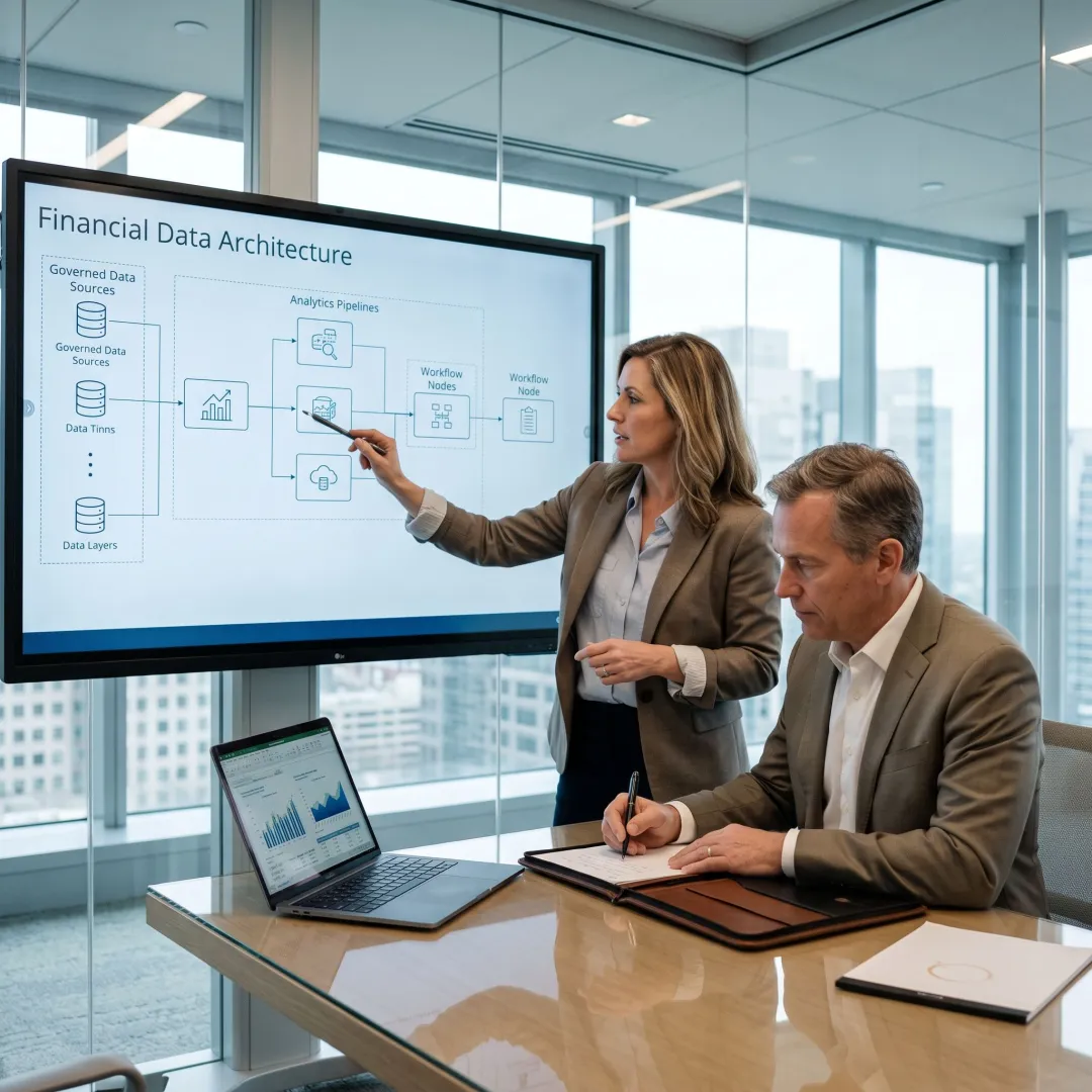 Consultants planning a financial data strategy