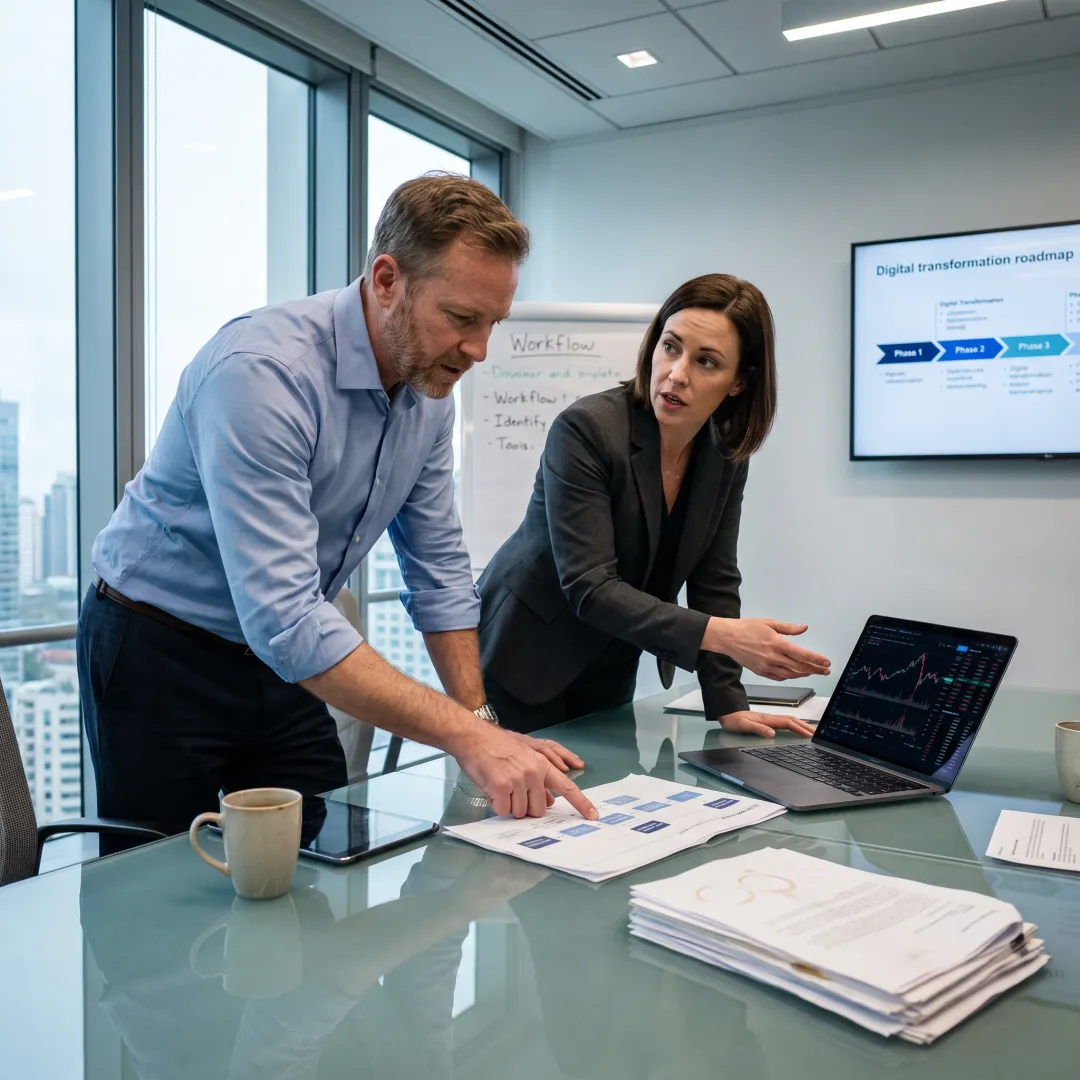 Consultants planning a fintech transformation roadmap