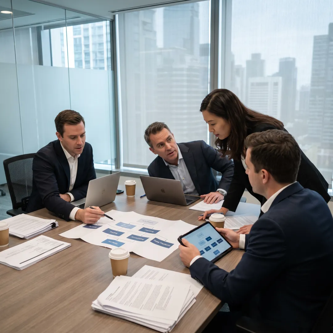 Investment team planning a platform transformation
