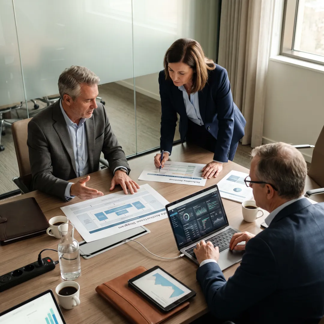 Consultants planning a financial data modernization roadmap