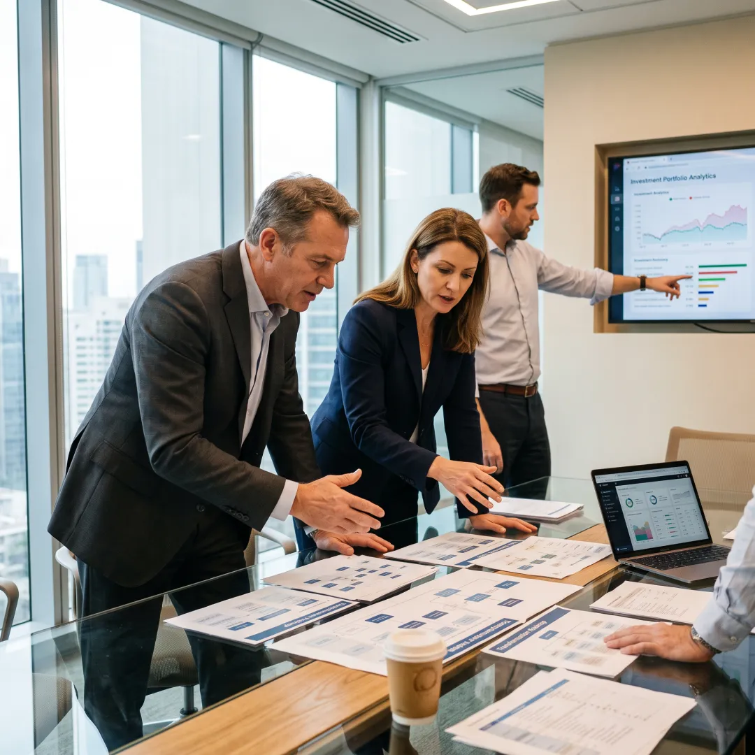Consultants planning a financial services transformation roadmap