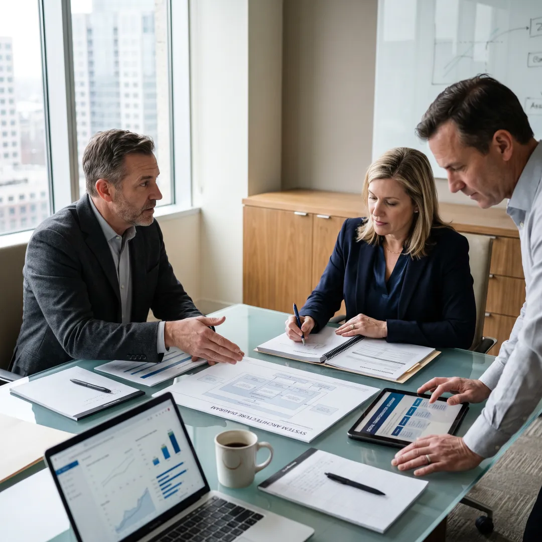 Consultants planning a financial technology transformation