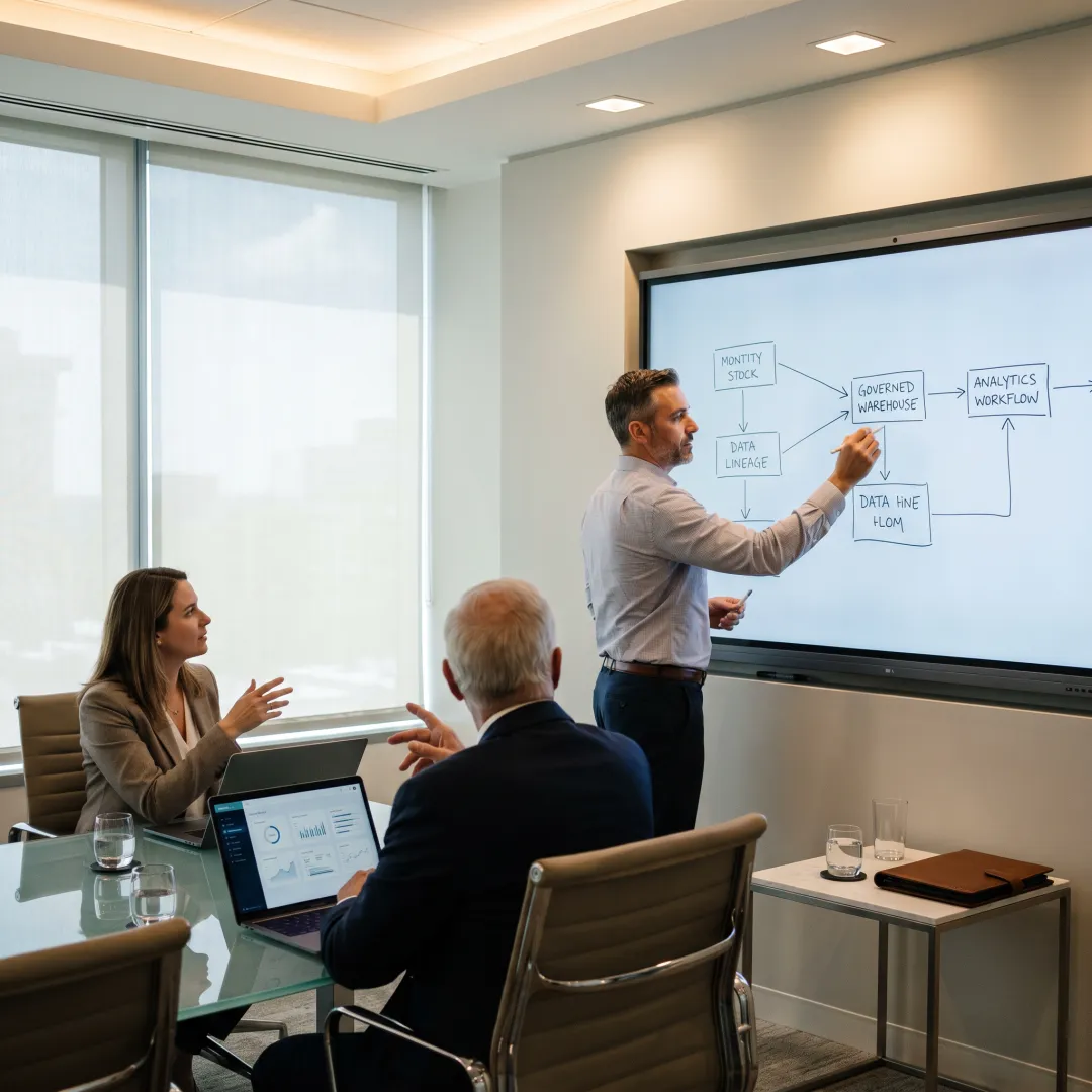 Data architect mapping a financial data platform