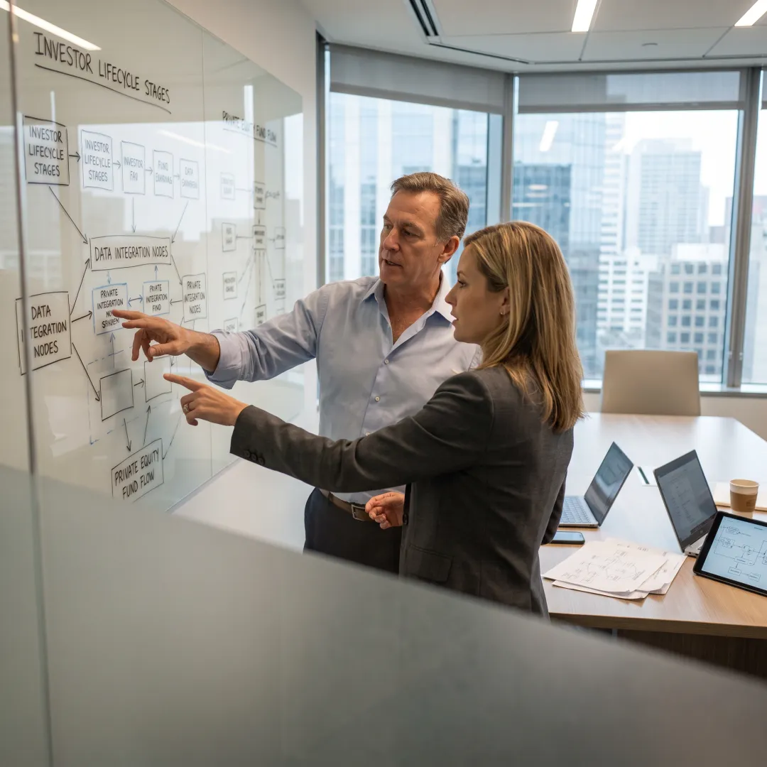 Consultants mapping a private equity fund operating model