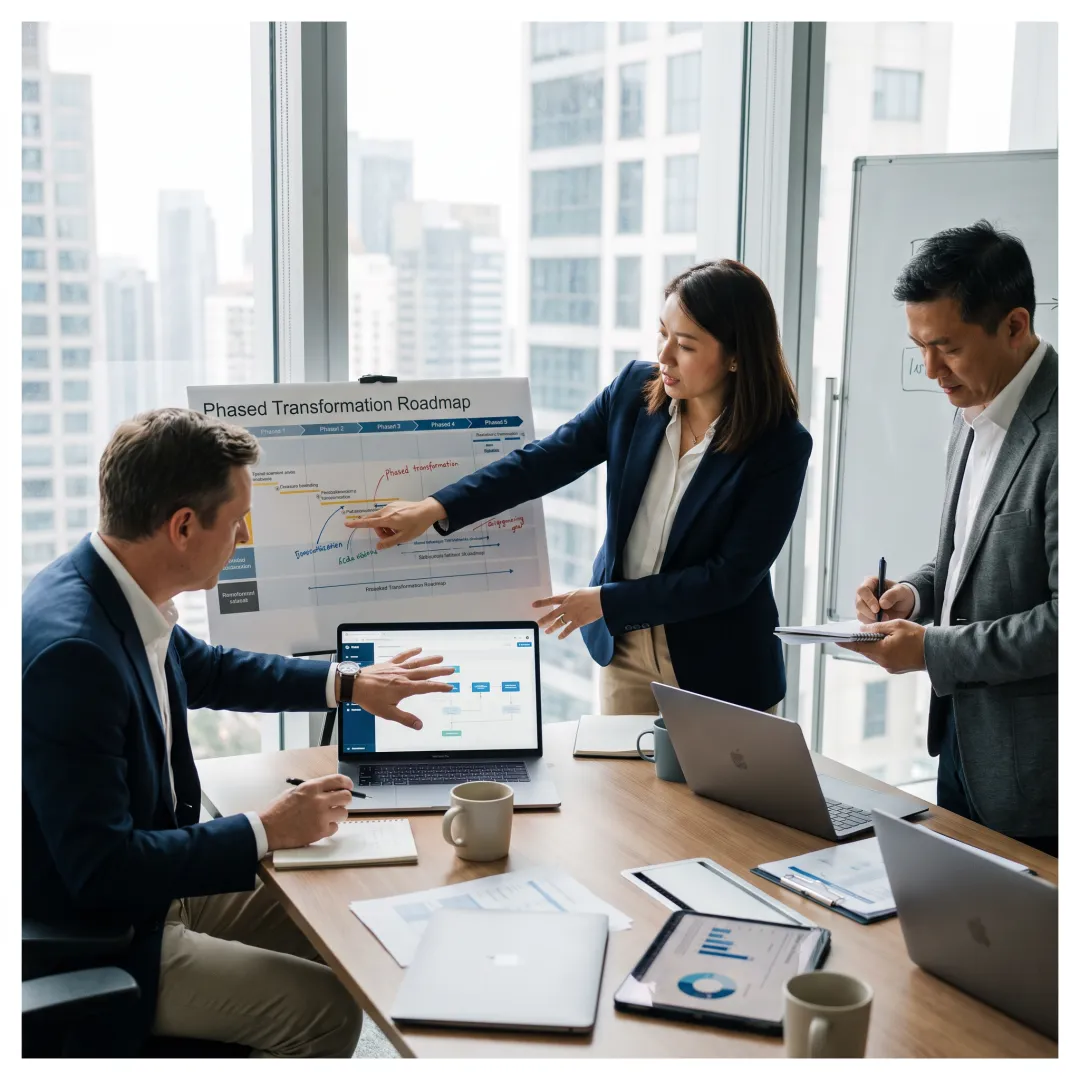 Financial consultants planning an operational improvement roadmap