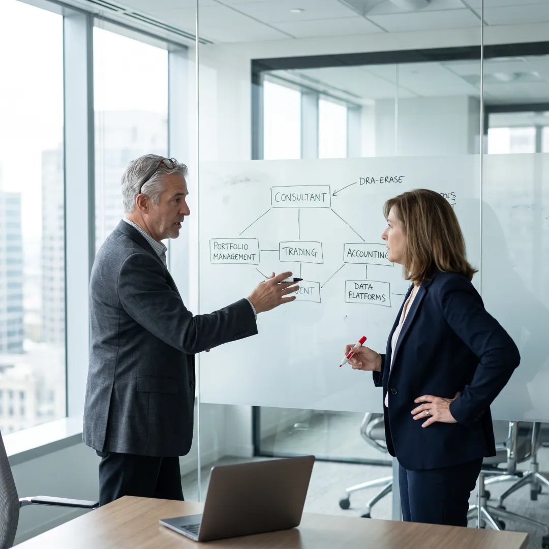 Consultants mapping an investment technology platform