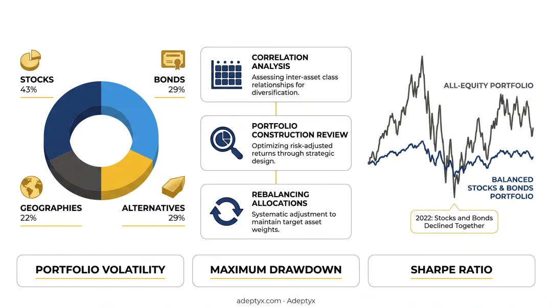 Diversification impact on portfolio volatility with 2022 correlation exception